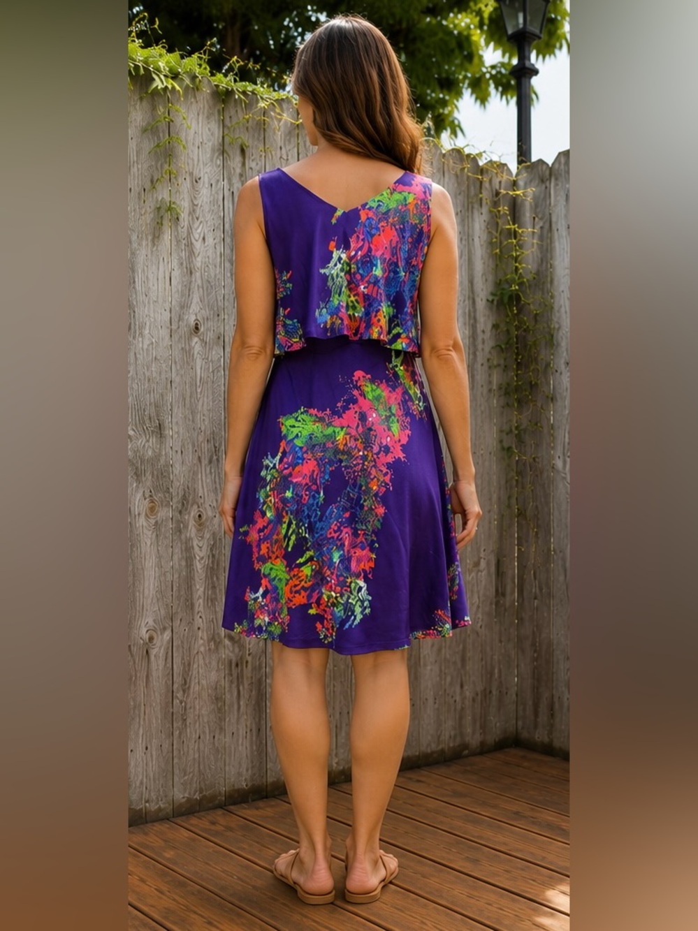 Halston Heritage Silk Dress NWT Sz 6 Purple Floral - Picture 2 of 6